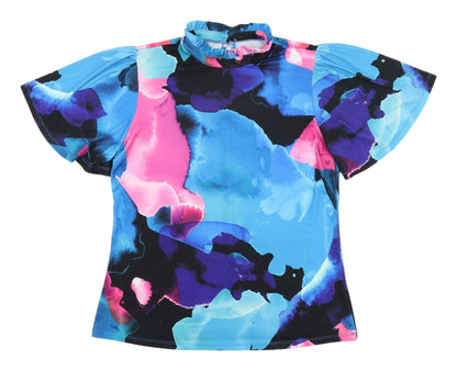 Womens UK Size 14 Very Multicoloured Cropped Blouse