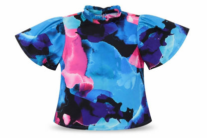 Womens UK Size 14 Very Multicoloured Cropped Blouse