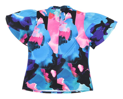 Womens UK Size 14 Very Multicoloured Cropped Blouse