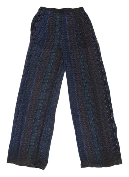 Womens UK Size XS Zara Regular Fit Wide-Leg Multicoloured Trousers