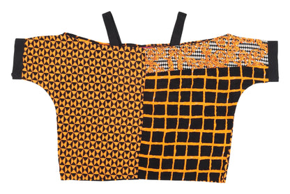 Boohoo Women's Black Orange One Shoulder Top, Size 12