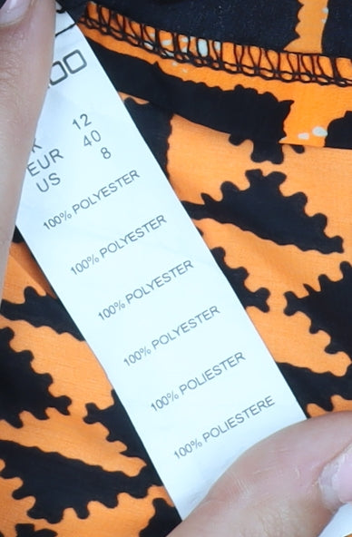 Boohoo Women's Black Orange One Shoulder Top, Size 12