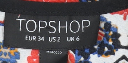 Topshop Women's Multicoloured Geometric T-Shirt, Size 6