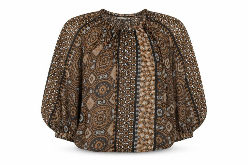 Womens UK Size 10 Sandwich Brown Wrap Blouse