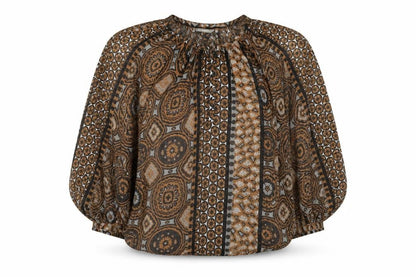 Womens UK Size 10 Sandwich Brown Wrap Blouse