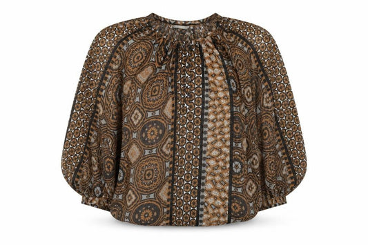 Womens UK Size 10 Sandwich Brown Wrap Blouse