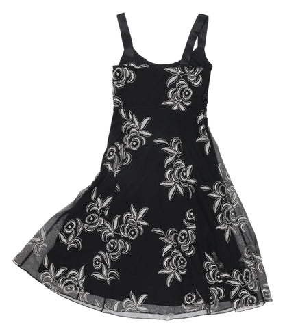 Wallis Women's Petite Black A-Line Floral Dress