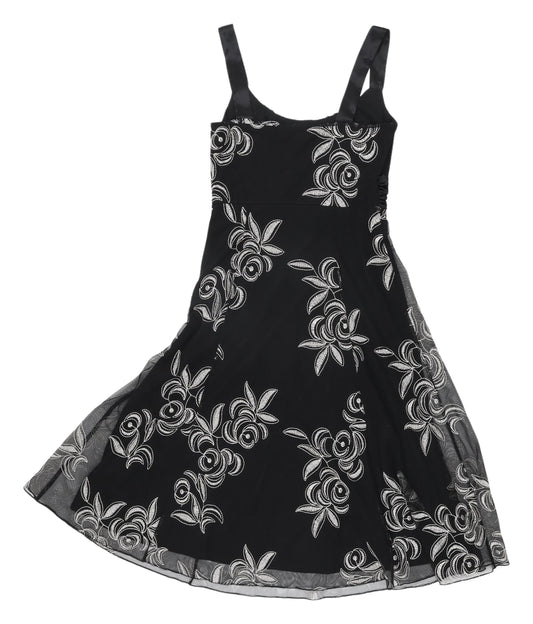 Wallis Women's Petite Black A-Line Floral Dress