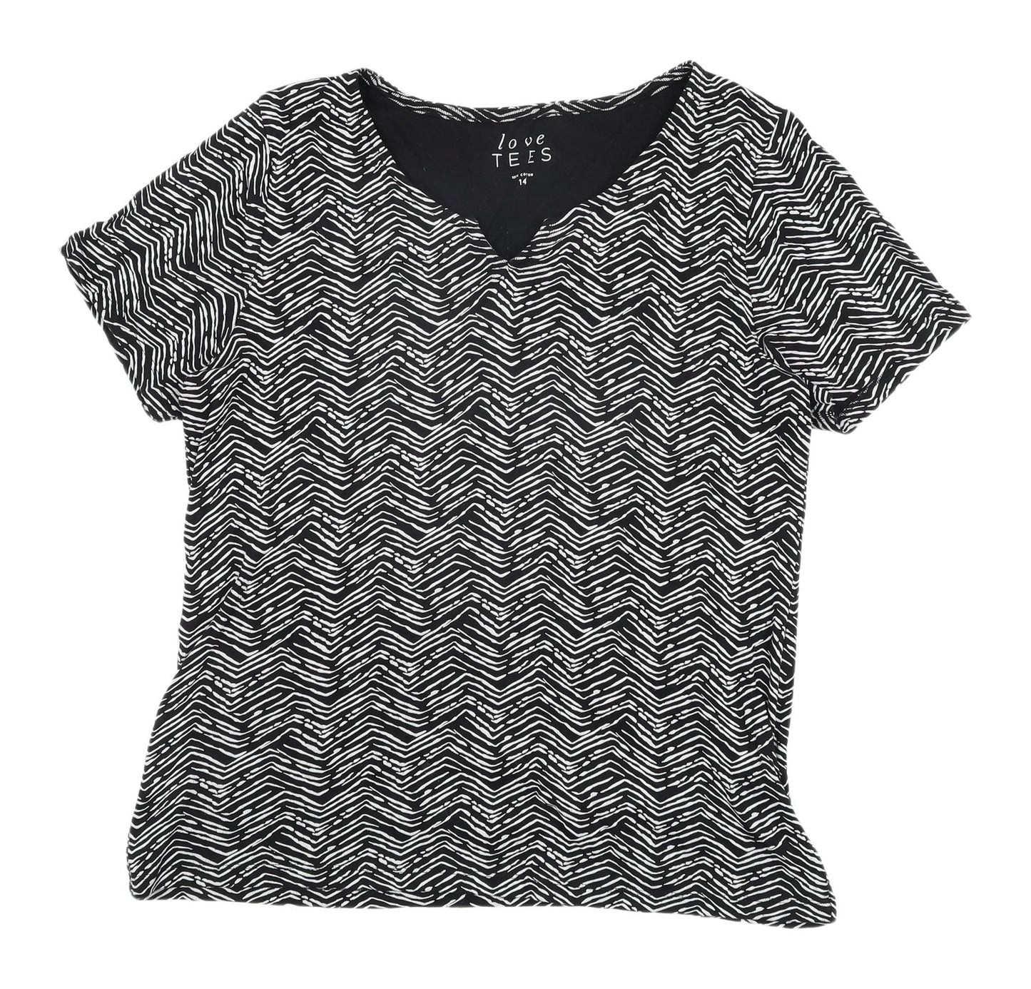 Womens UK Size 14 love TEES Black Jersey T-Shirt