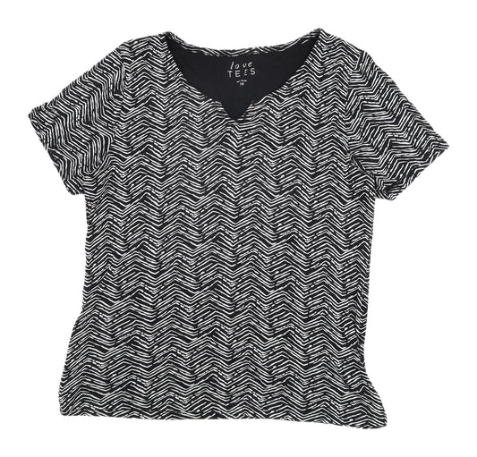 Womens UK Size 14 love TEES Black Jersey T-Shirt
