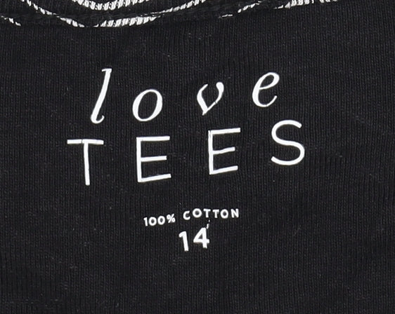 Womens UK Size 14 love TEES Black Jersey T-Shirt
