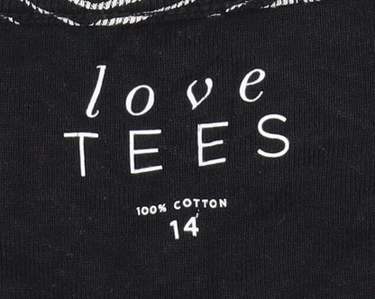 Womens UK Size 14 love TEES Black Jersey T-Shirt