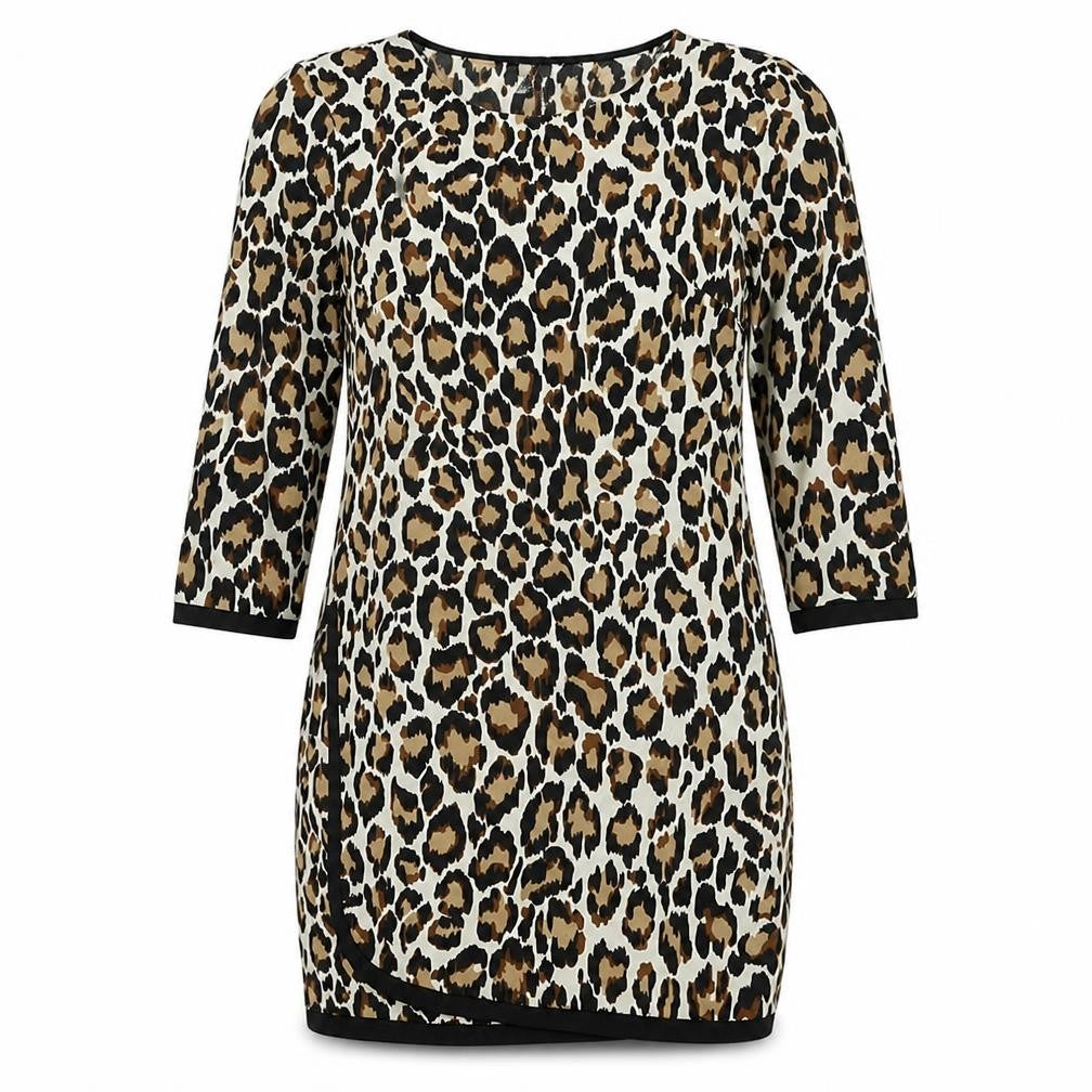 Mango Women's Leopard Print Sheath Dress Size 8