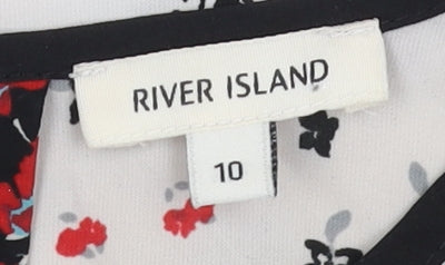 Womens UK Size 10 River Island Black Tunic Blouse