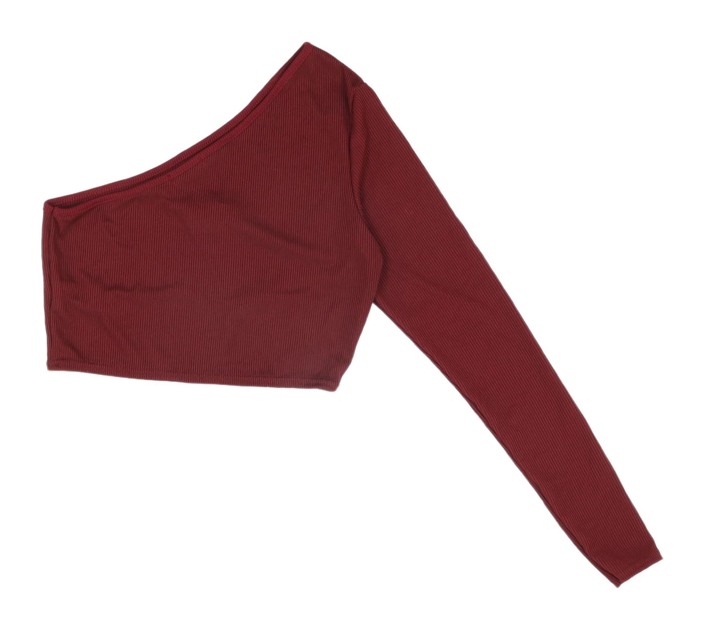 Boohoo Women Red Cropped One Shoulder Blouse Size 8