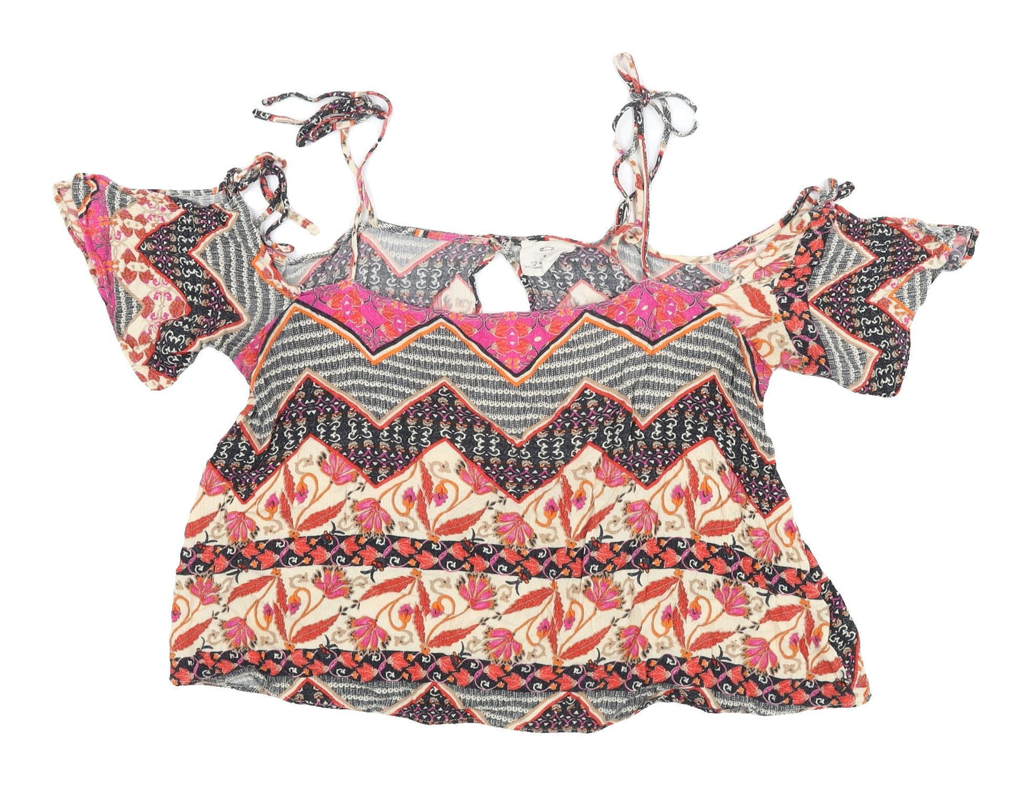 Womens UK Size S Pins and Needles Multicoloured Cropped Blouse
