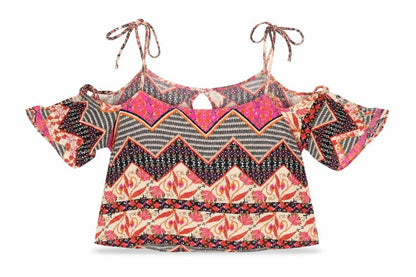 Womens UK Size S Pins and Needles Multicoloured Cropped Blouse