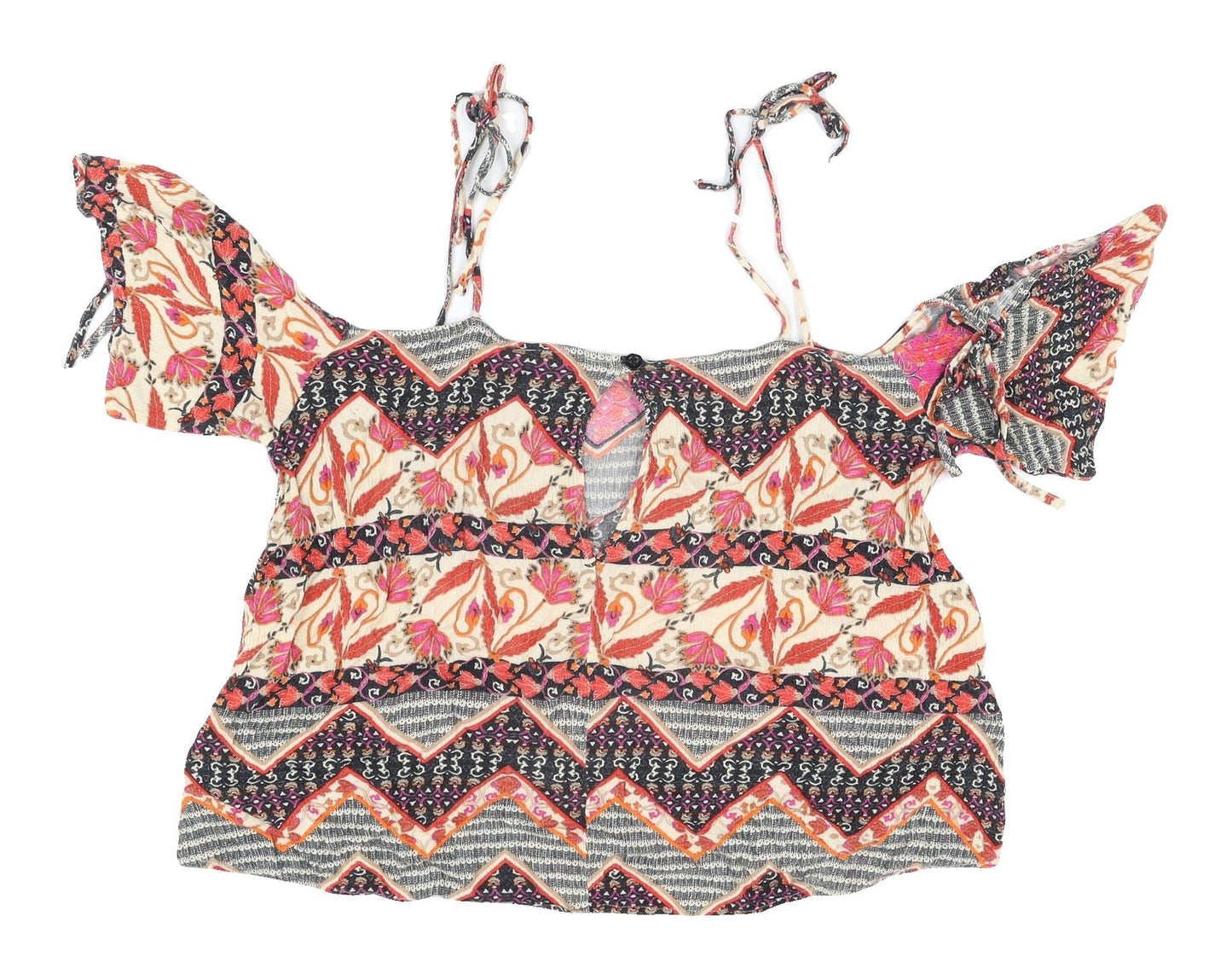 Womens UK Size S Pins and Needles Multicoloured Cropped Blouse