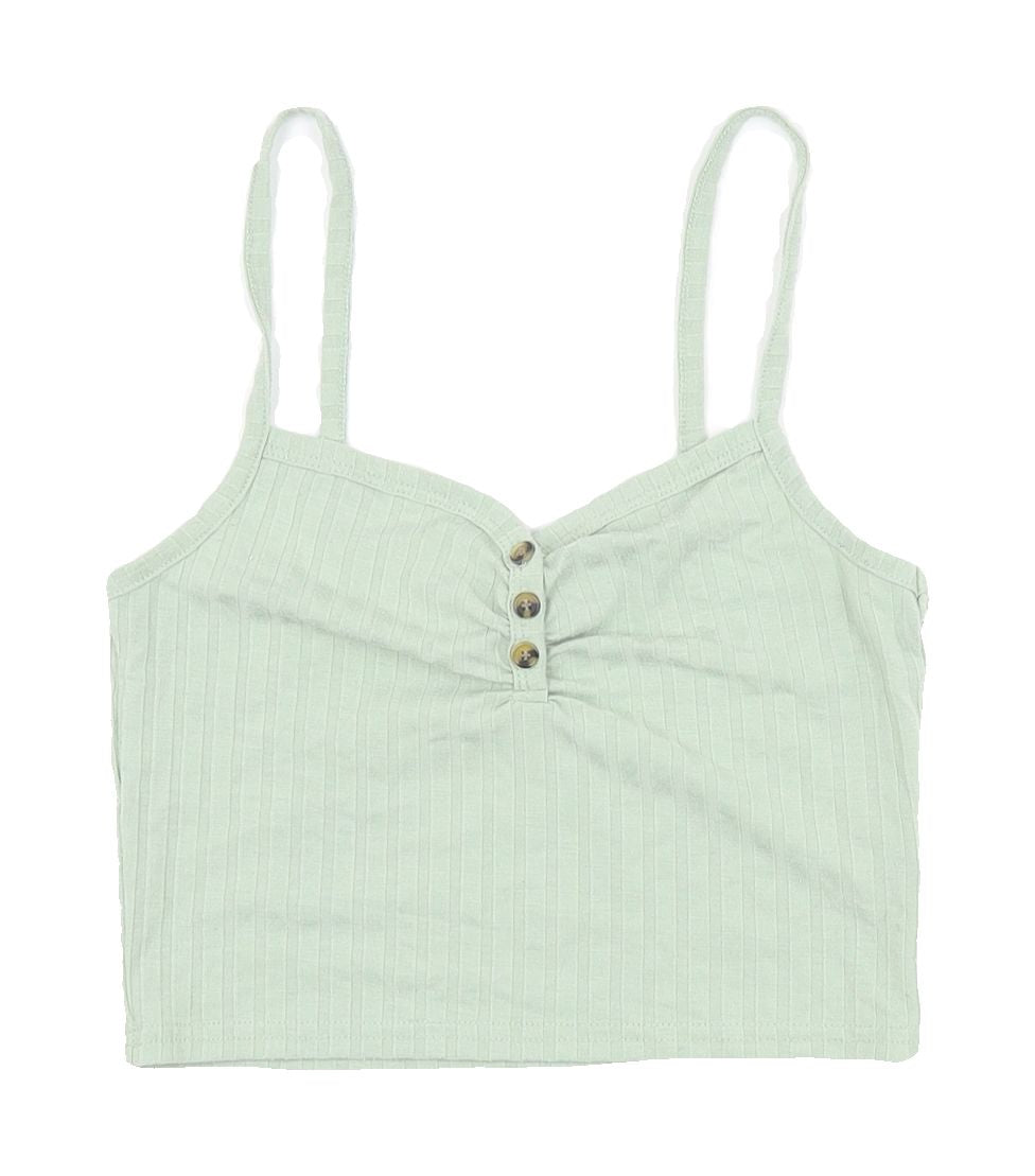 Womens UK Size 8 Topshop Green Cropped Tank