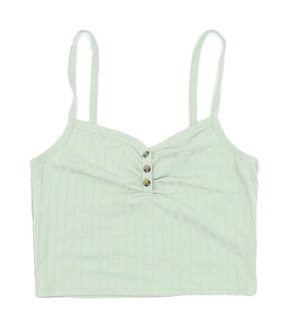 Womens UK Size 8 Topshop Green Cropped Tank