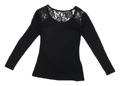 Rotter Damned Women's Black XS Lace Accent Blouse