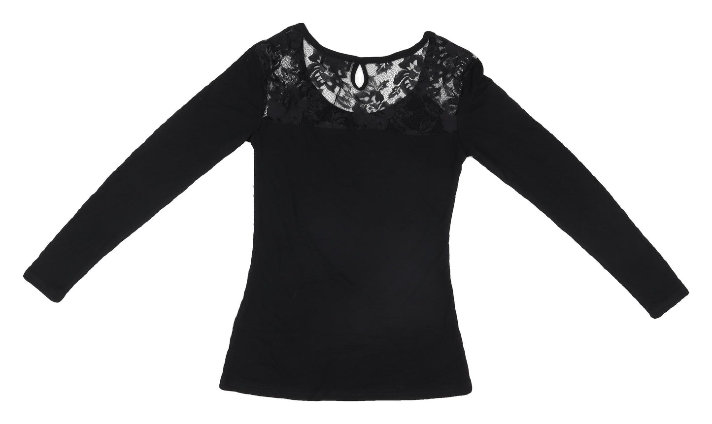 Rotter Damned Women's Black XS Lace Accent Blouse