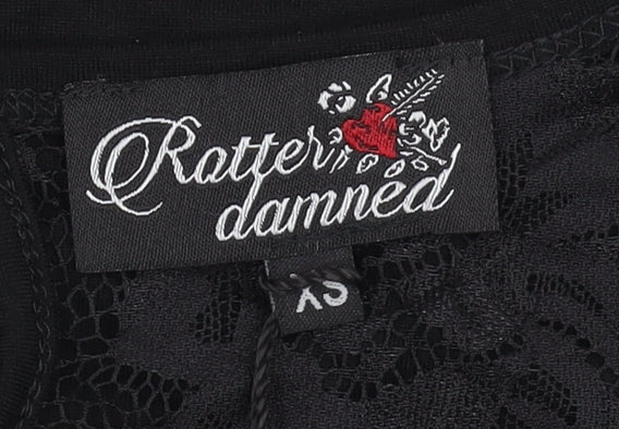 Rotter Damned Women's Black XS Lace Accent Blouse