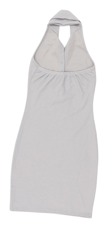 PrettyLittleThing Grey Collared Mini Dress Size 8