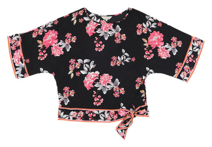 Womens UK Size 14 Dorothy Perkins Black Cropped Blouse