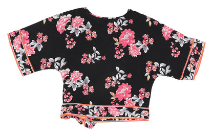 Womens UK Size 14 Dorothy Perkins Black Cropped Blouse