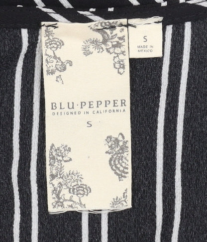 Blu Pepper Women's Black Striped Shirt Dress S