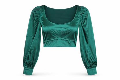 Femme Luxe Green Cropped Blouse, Size 6, Party Top