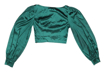 Femme Luxe Green Cropped Blouse, Size 6, Party Top