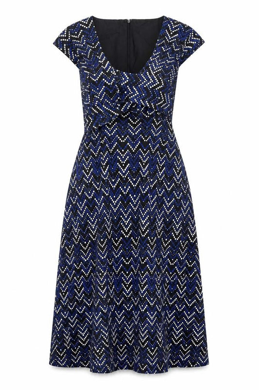 Front view of Kaliko Women's Multicoloured Chevron A-Line Dress