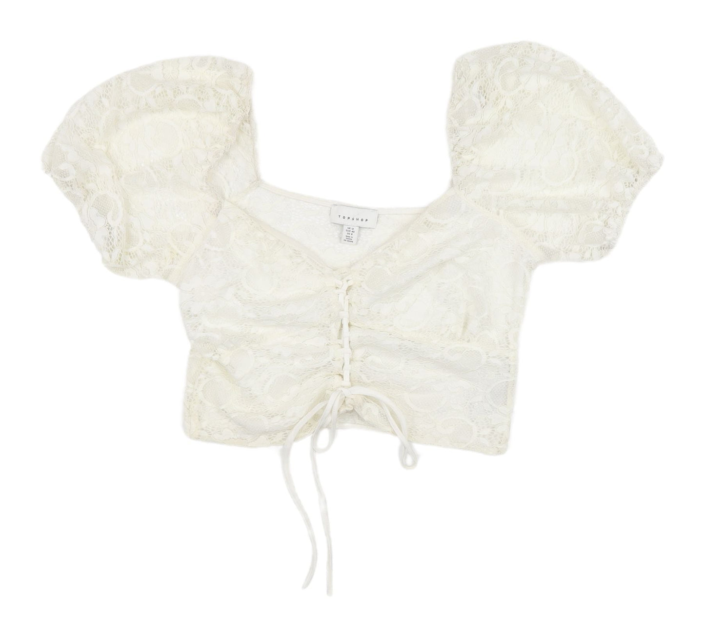 Womens UK Size 12 Topshop White Cropped Blouse