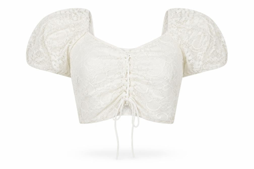 Womens UK Size 12 Topshop White Cropped Blouse