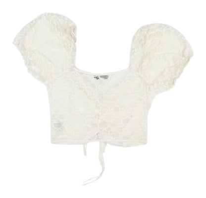 Womens UK Size 12 Topshop White Cropped Blouse