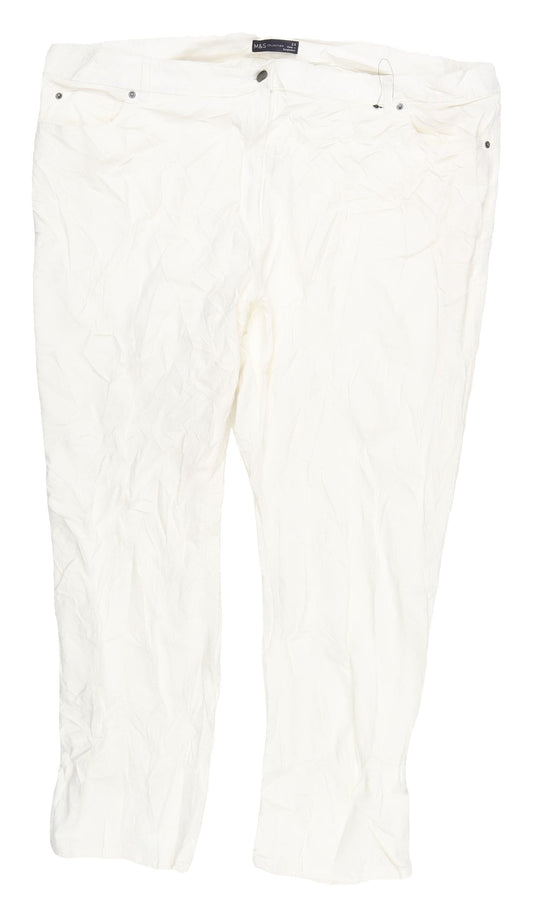 Womens UK Size 24 Marks and Spencer   White Trousers