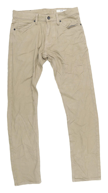 Marks and Spencer Men's Beige Slim Straight Jeans
