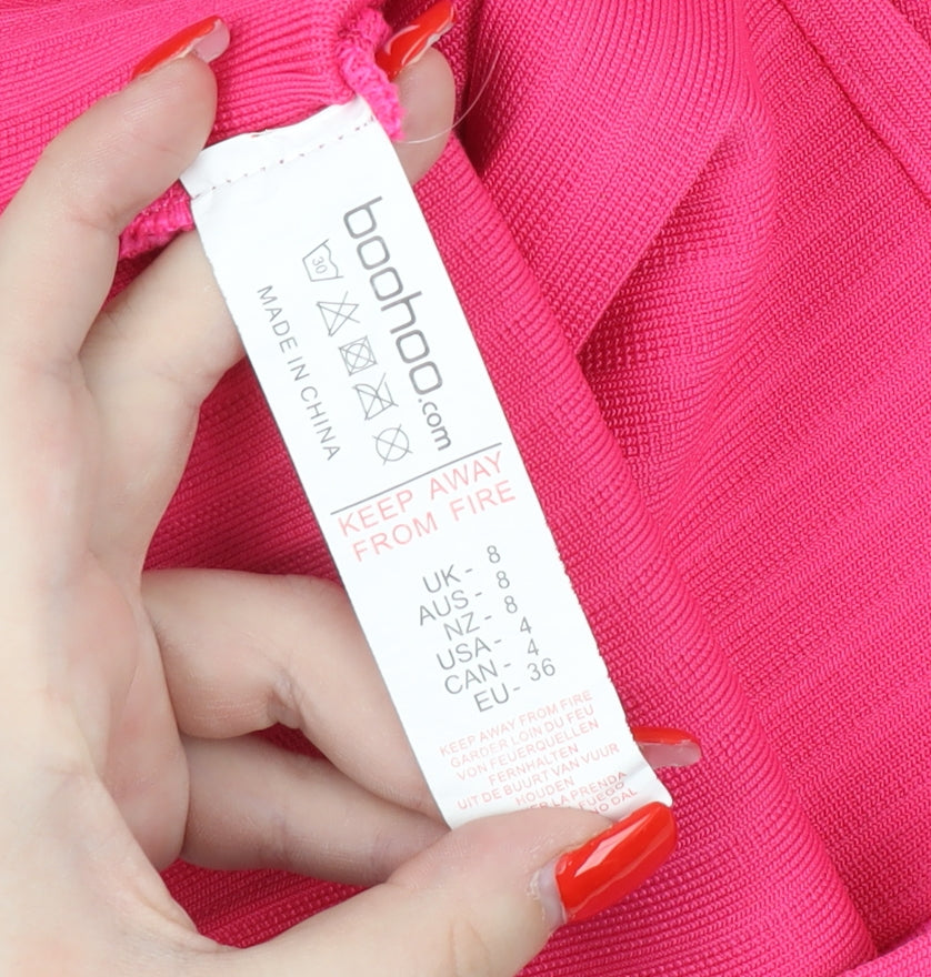 Boohoo Women's Pink Midi Pencil Skirt Size 8