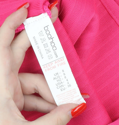 Boohoo Women's Pink Midi Pencil Skirt Size 8