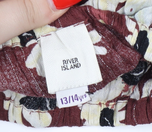 River Island Girls Floral Cropped Blouse Multicoloured 13-14 Years