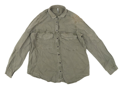 Womens UK Size M Stradivarius Green Basic Button-Up