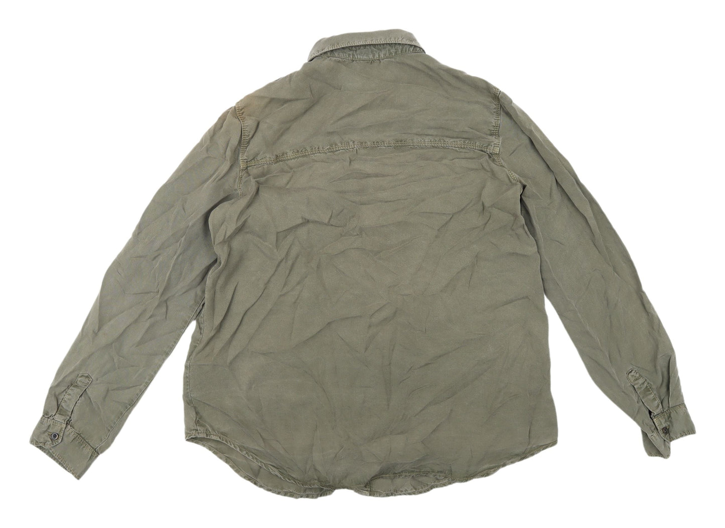 Womens UK Size M Stradivarius Green Basic Button-Up