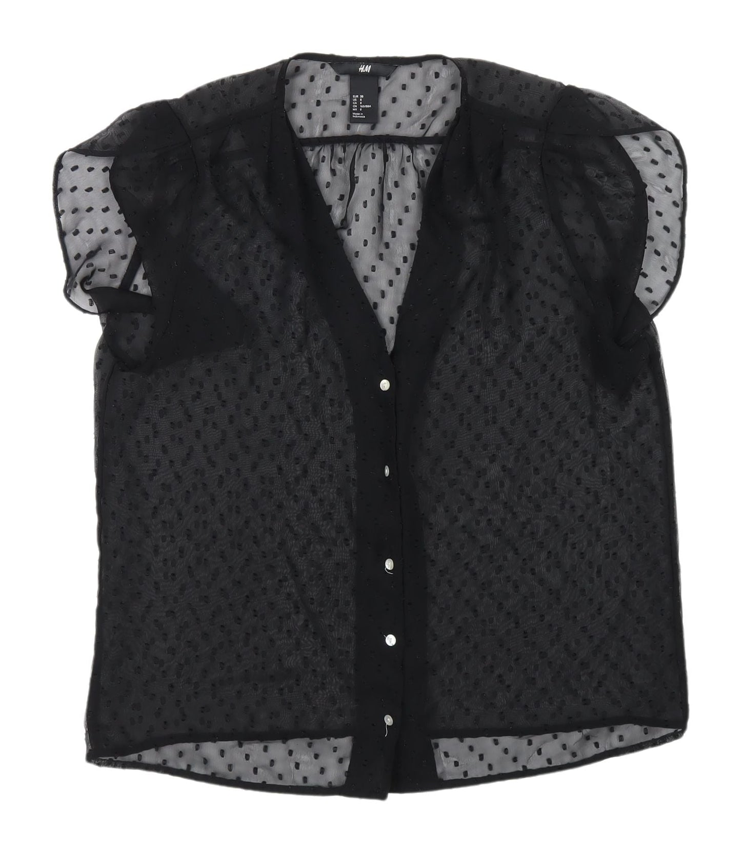 Womens UK Size 10 H&M Black Cropped Blouse