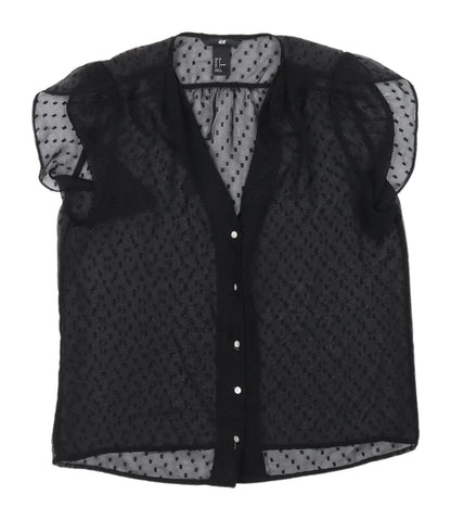 Womens UK Size 10 H&M Black Cropped Blouse