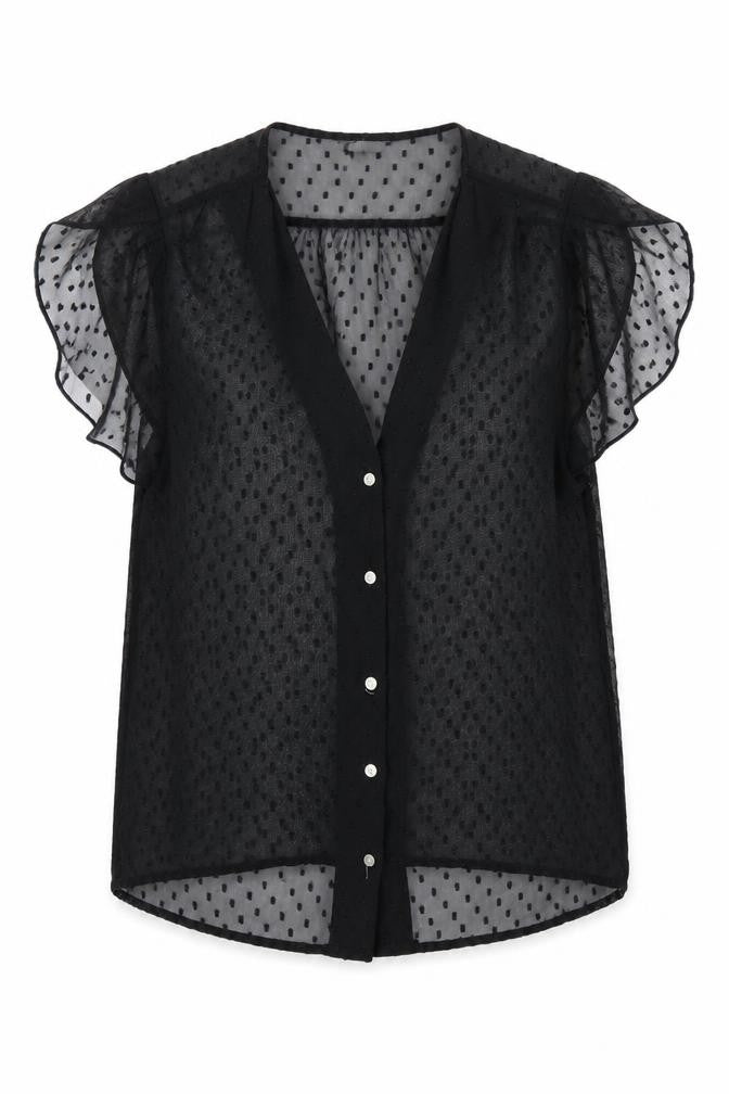 Womens UK Size 10 H&M Black Cropped Blouse
