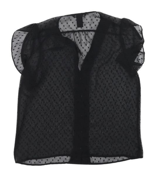 Womens UK Size 10 H&M Black Cropped Blouse