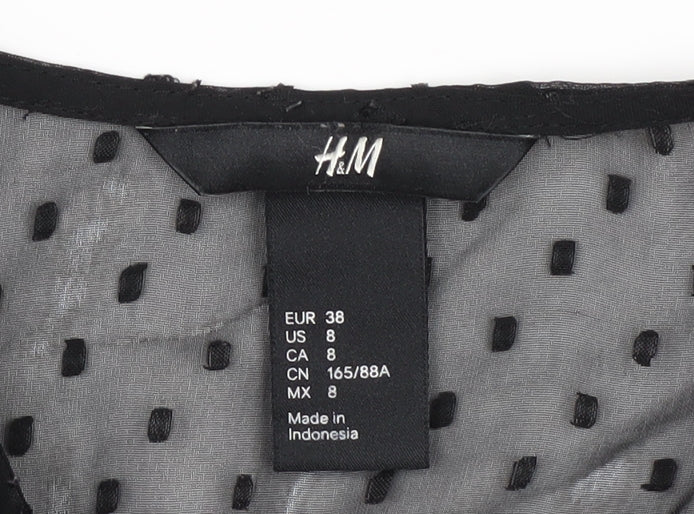 Womens UK Size 10 H&M Black Cropped Blouse
