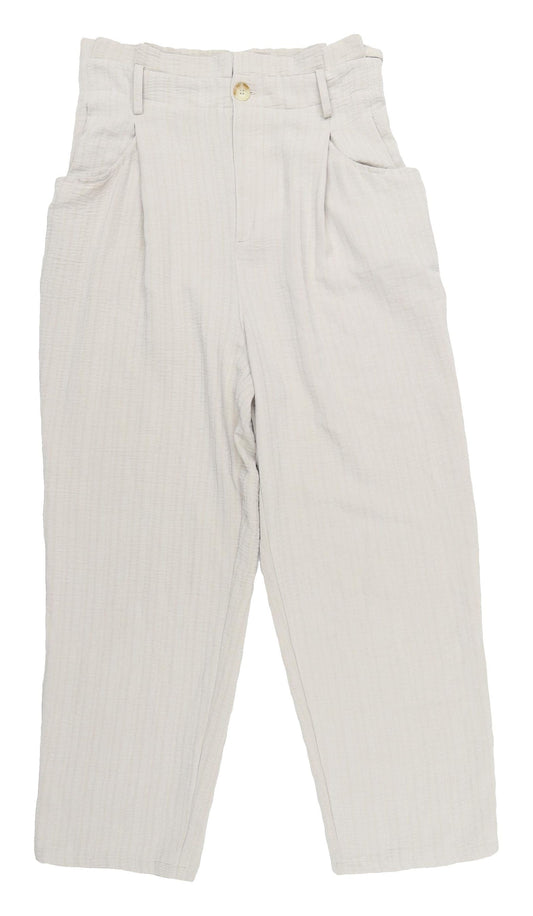Womens UK Size M Zara Relaxed Fit Pleated Ivory Trousers